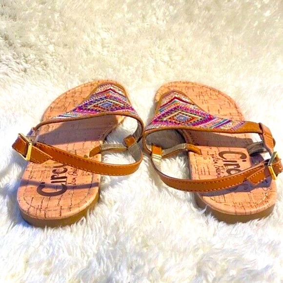 🍓Circus by Sam Edelman Brita colorful Embroidered Cork Flat Sandals  Size 7.5 - Picture 8 of 8